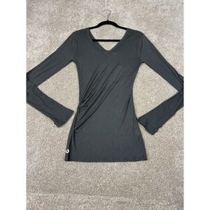 NWT Grey State Womens Slate Grey V Front Back Tee Long Sleeve Thumbhole Modal S